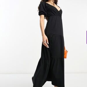 NWT ASOS DESIGN Petite Short Sleeve Wrap Tiered Midi Dress